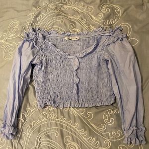 Zara blue off shoulder crop top